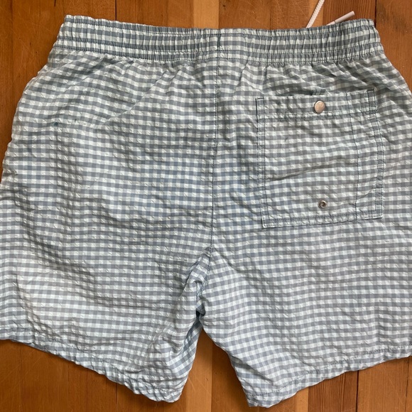 LACOSTE BOYS SWIM TRUNKS ( size small ) blue checkered - Picture 2 of 3